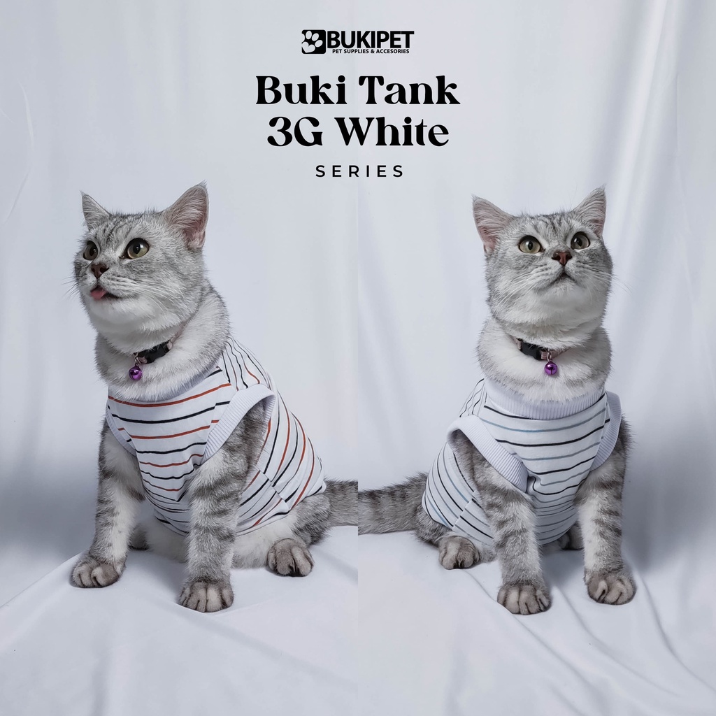 baju kucing anjing kelinci monyet lucu cowok cewek aksesoris hewan kecil - TANK 3G WHITE SERIES