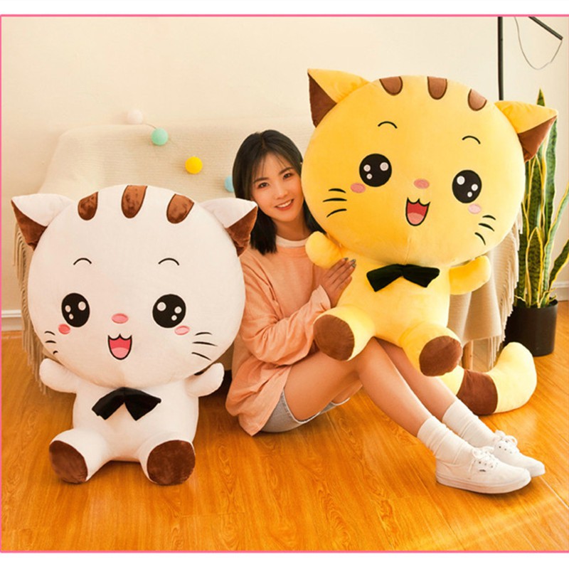 Mainan Boneka Stuffed Plush Kucing Wajah Besar 50CM 65CM Untuk Hadiah Ulang Tahun