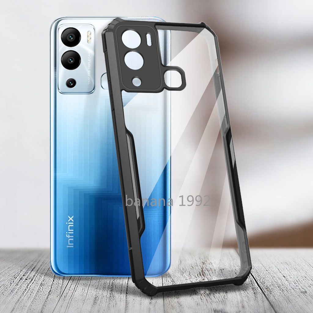 [PAKET CASE] For INFINIX HOT 12i Case Armor Fusion + Tempered Glass / Anti Gores Layar + Skin Carbon + Pelindung Lensa Kamera Paket 4in1 Case infinic Hot 12i