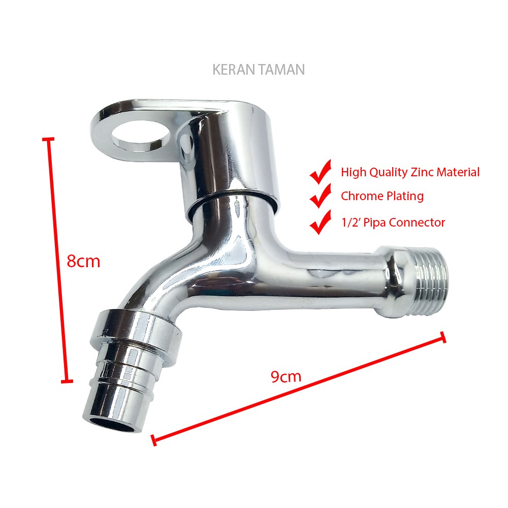 Kran Air 1/2 inch Stainless Keran Panas Dingin Kran air taman tembok 1/2Inch / Kran Tembok 1/2 inch