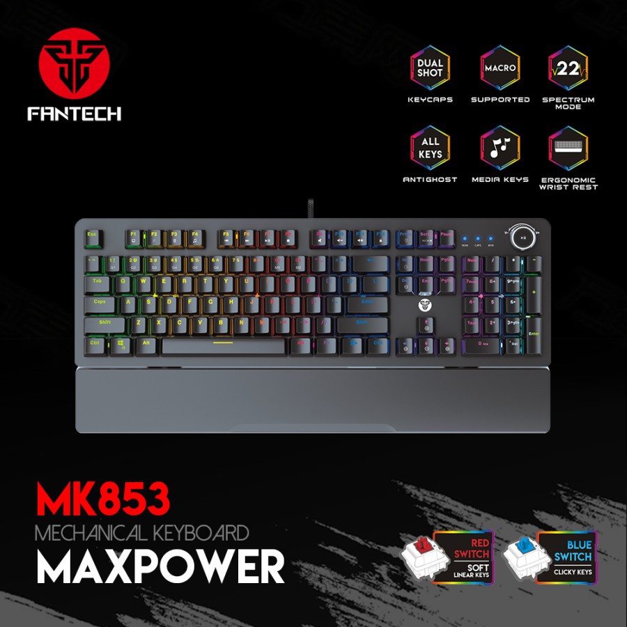 Keyboard Fantech MK853 MK-853 MaxPower - Gaming - Mechanical - Black