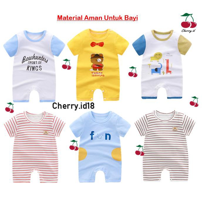 Cherry COD Jumper Kaos Bayi / Romper Bayi / Jumper Pendek Bayi Lucu Karakter J019