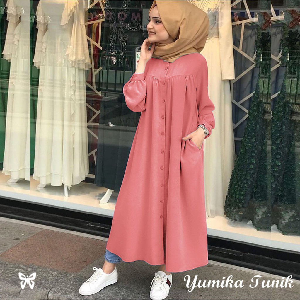 HOPYLOVY - YUMIKA LONG DRESS TUNIK PANJANG WANITA NEW