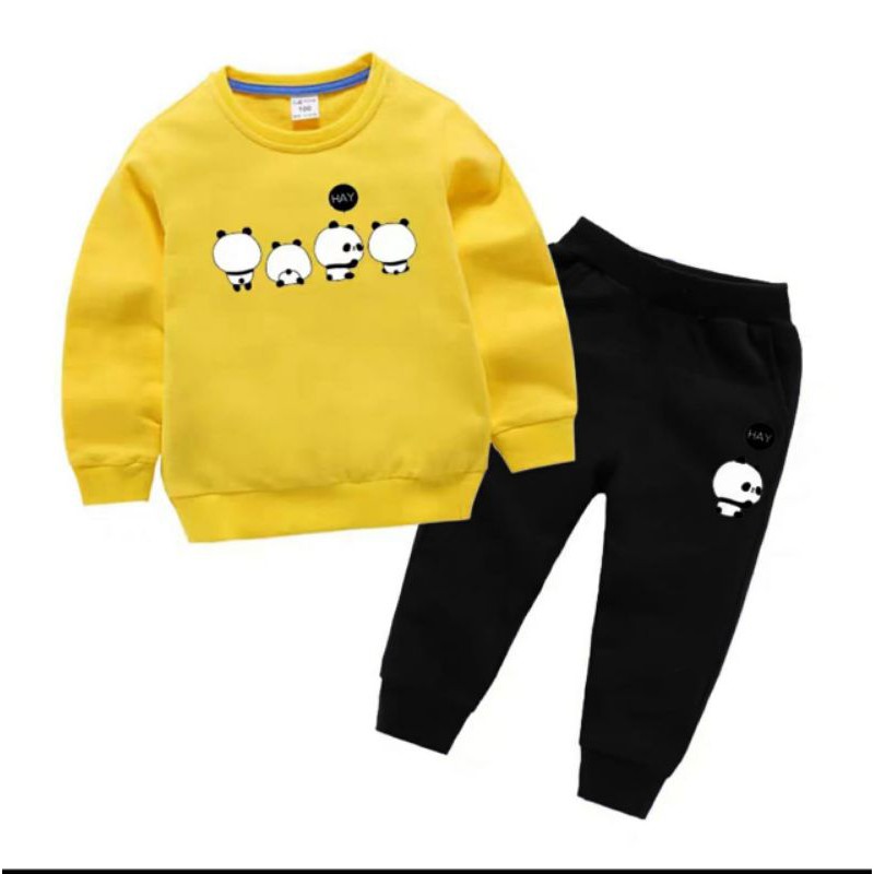 XOS - SETELAN PANDA HAY (-+2-6 Tahun) / SETELAN ANAK CWO CWE / SWEATER ANAK / COD✅ (Good Quality)