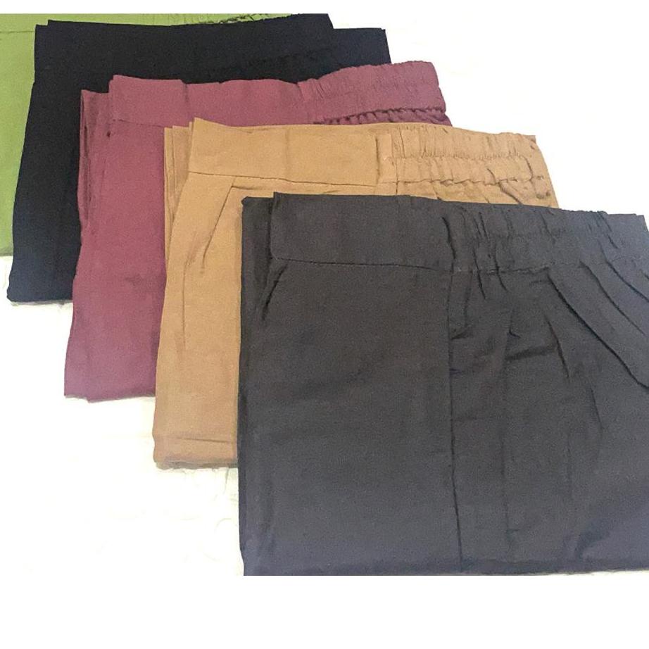 (Ready) Celana Kulot Linen kancing polos Bahan linen Celana panjang wanita