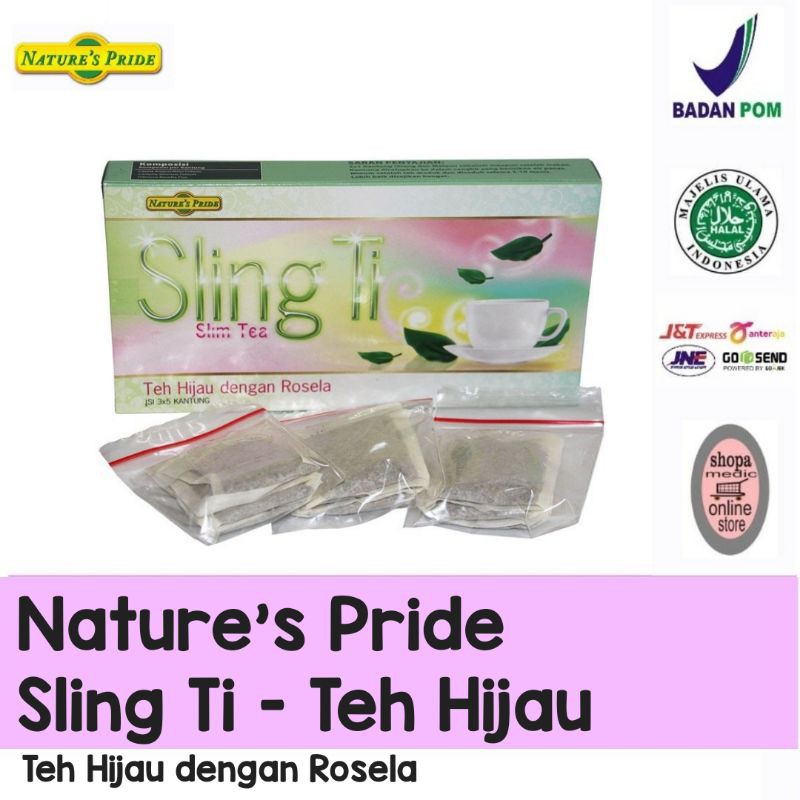 

Nature's Pride Sling Ti Teh Hijau dengan Rosela ( 1 Box isi 15 Teabag )