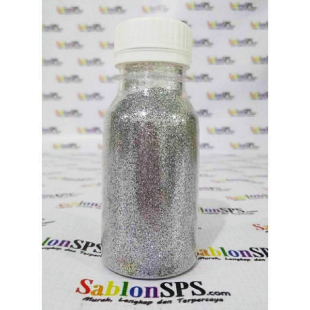 Bubuk Gliter Perak / Silver Glitter Powder 50gr Botol