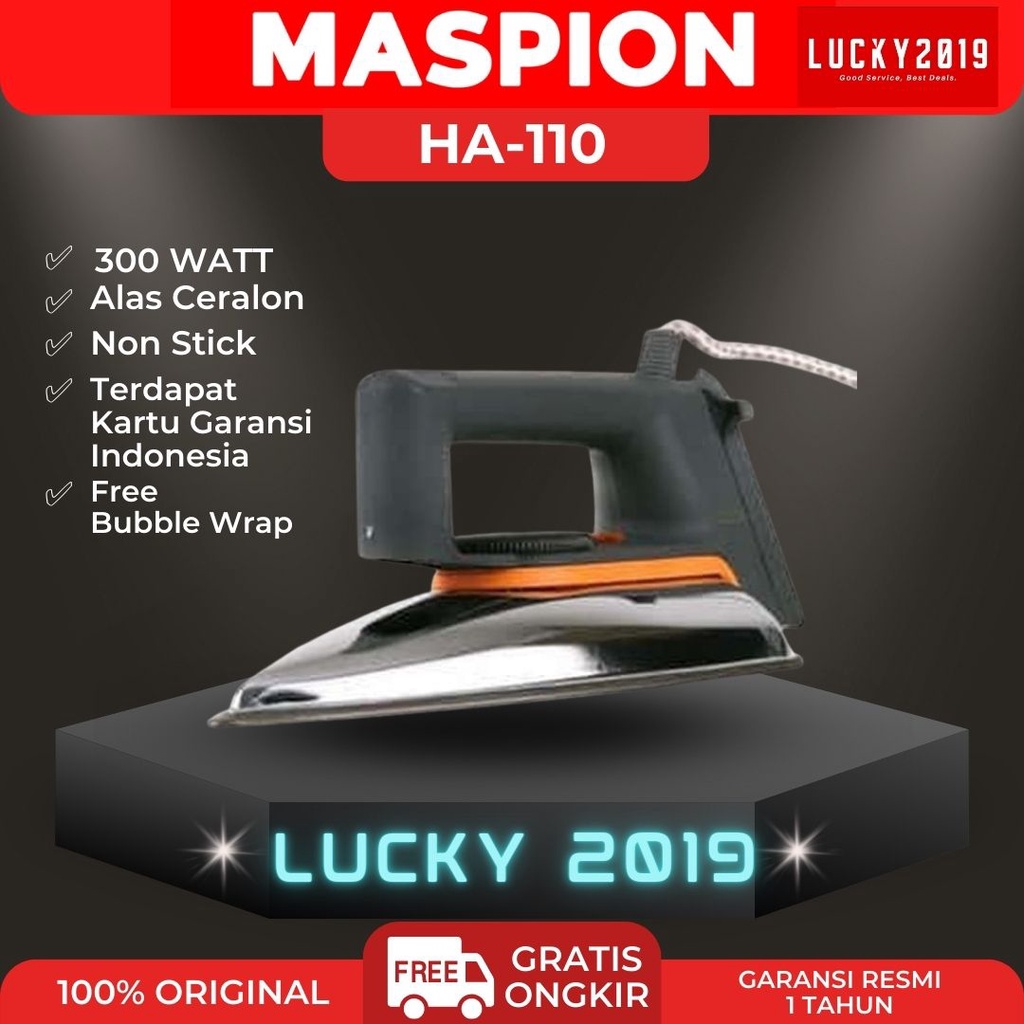 Setrika Maspion HA110 Dry Iron HA 110 Gosokan Listrik GARANSI RESMI