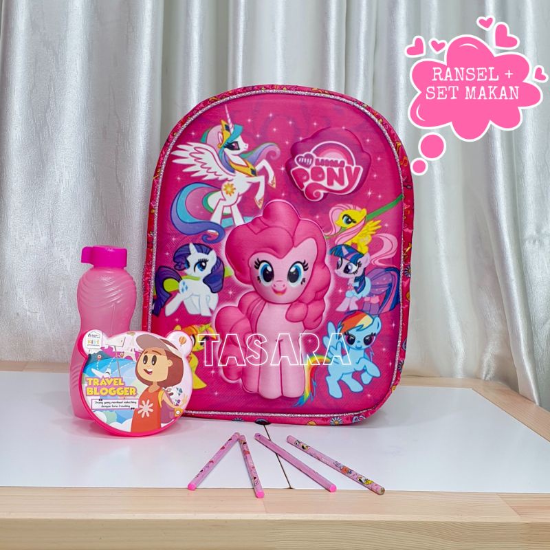 Ransel anak kuda poni/ransel anak kuda pony bonus set alat tulis kuda pony/ransel sekolah anak karakter