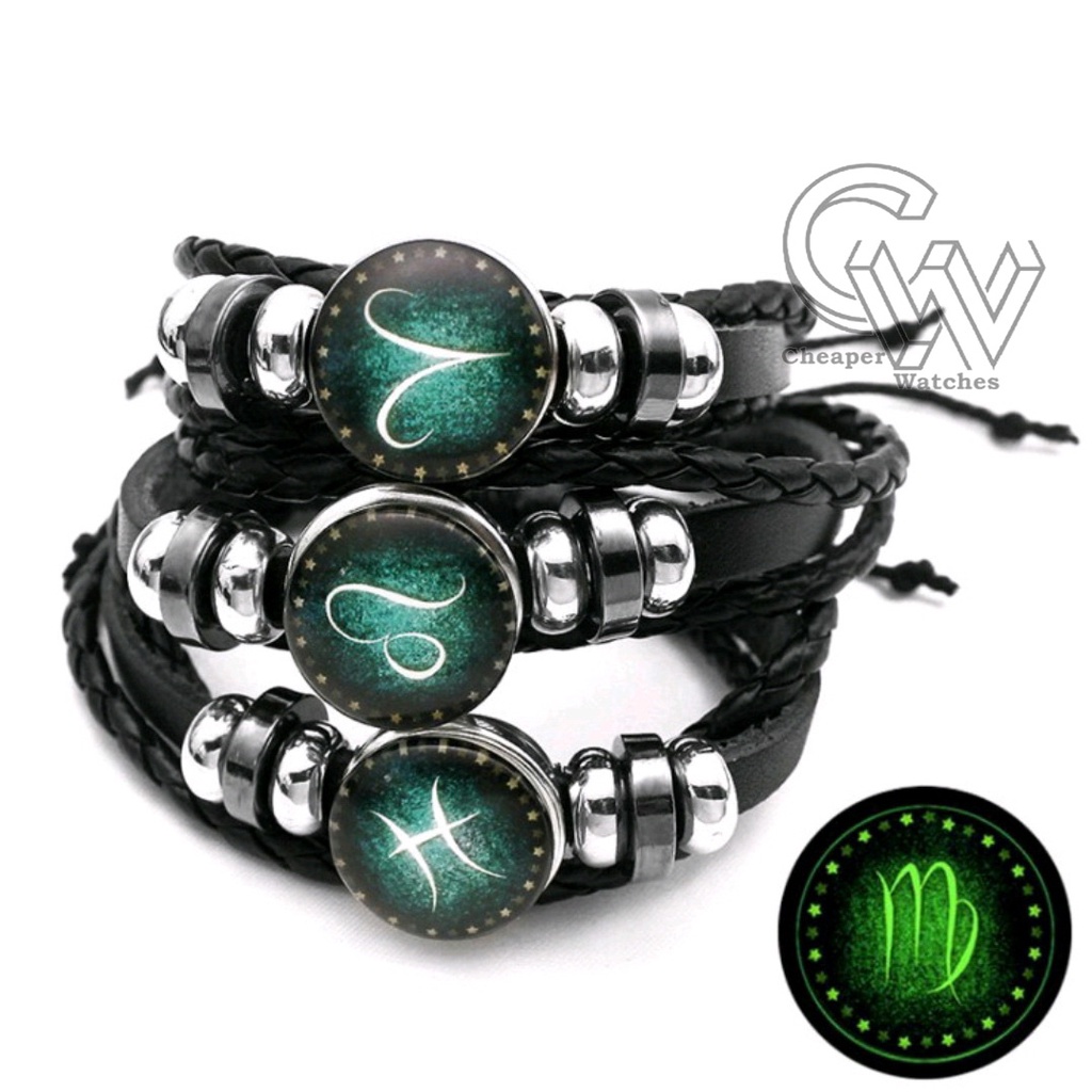 Cheaper-Gelang Zodiak Glow In The Dark Gelang Kulit Tangan Couple Unisex Cowok Cewek Fashion Korea Termurah