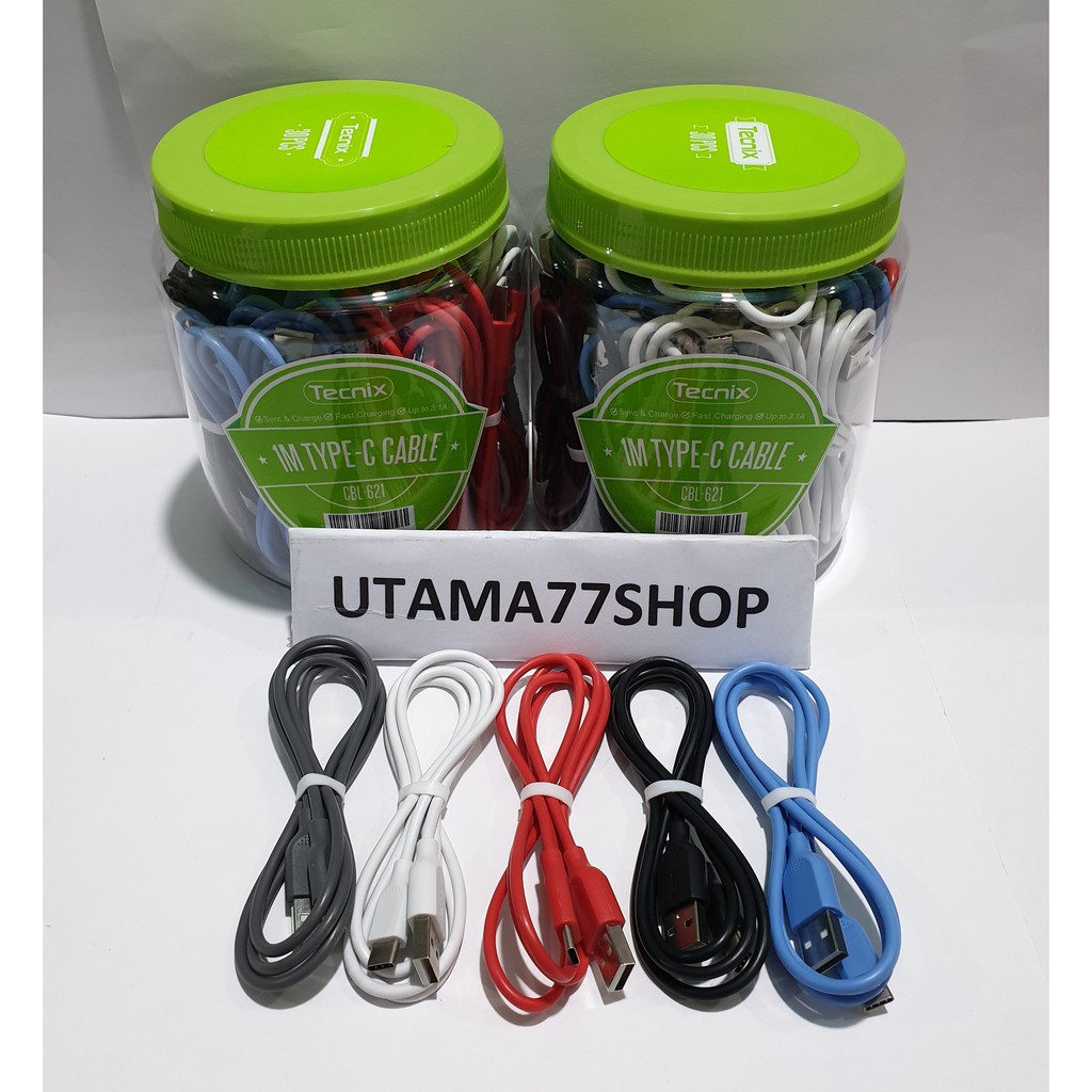 Kabel Type C fast Charging 3.1A TECNIX CBL-621 - Isi 30 Per Toples - Kabel Data Type C 100CM