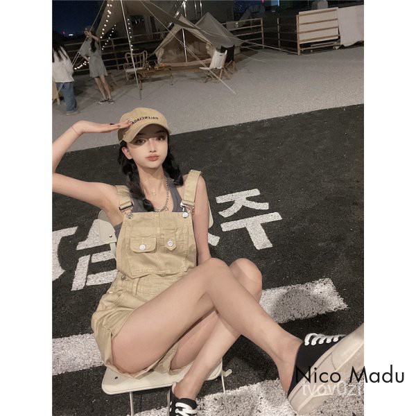 NICO##OVERALL JEANS CELANA/TALI PINGGANG WANITA/TALI BAHU JEANS WANITA PINGGANG TINGGI PELANGSING LONGGAR LEBAR KAKI PENDEK JUMPSUIT WORKWEAR LURUS