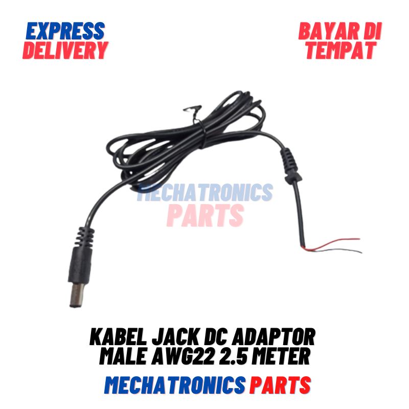 KABEL JACK DC ADAPTOR COWOK/MALE AWG22 2.5 Meter