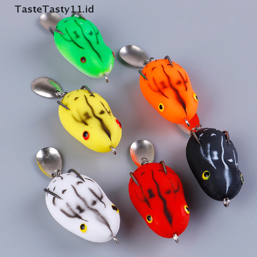 Tastetasty 1PC Umpan Pancing Softlure Bentuk Katak Imitasi Dengan Kail Ganda