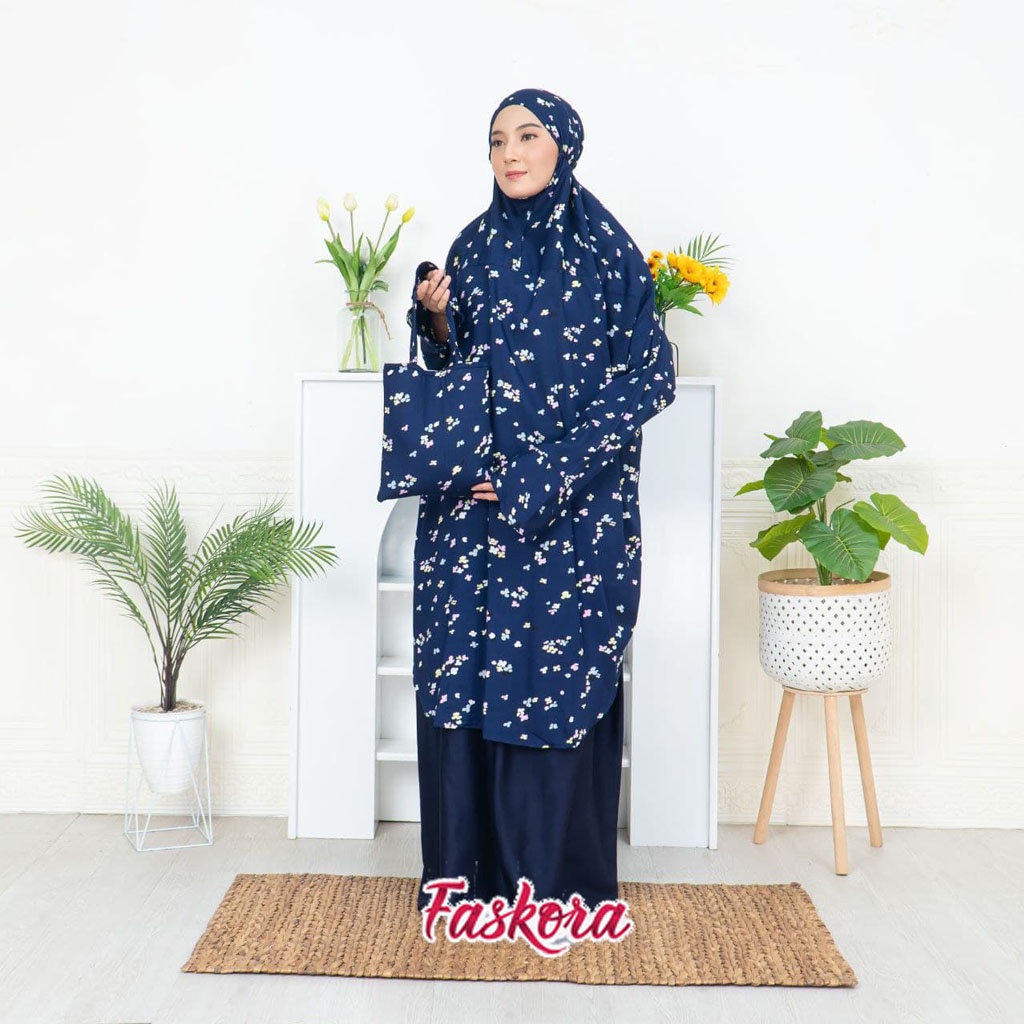 Mukena Tunik Berlengan Bali Jumbo Dewasa Motif Bunga