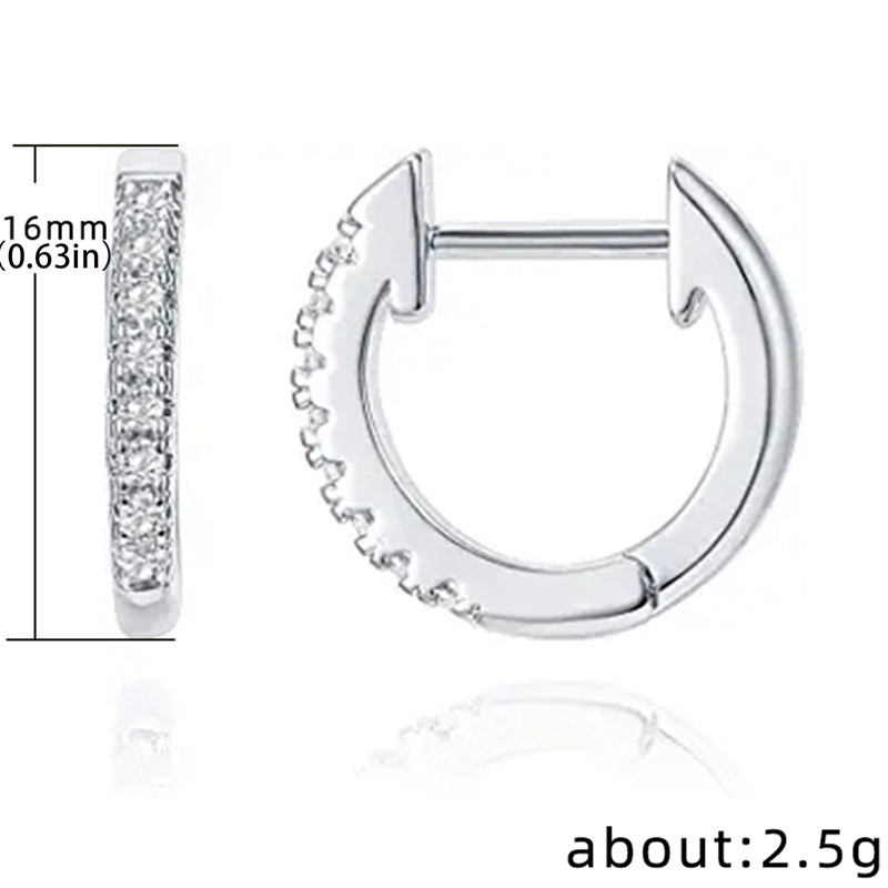 Anting Bulat Geometris Bahan Cubic Zirconia Untuk Wanita