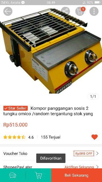 Kompor Panggangan Sosis 2 Tungku Omico /random Tergantung Stok Yang Ada Free Eskulin