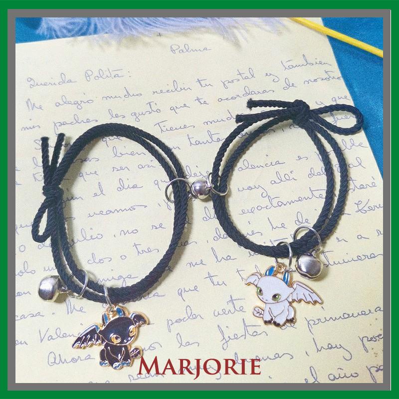 2 Pcs Fashion Magnet Gelang Hitam Dan Putih Toothless Beberapa Gelang Wanita Pria Pasangan Hadiah Perhiasan Aksesoris-MJD