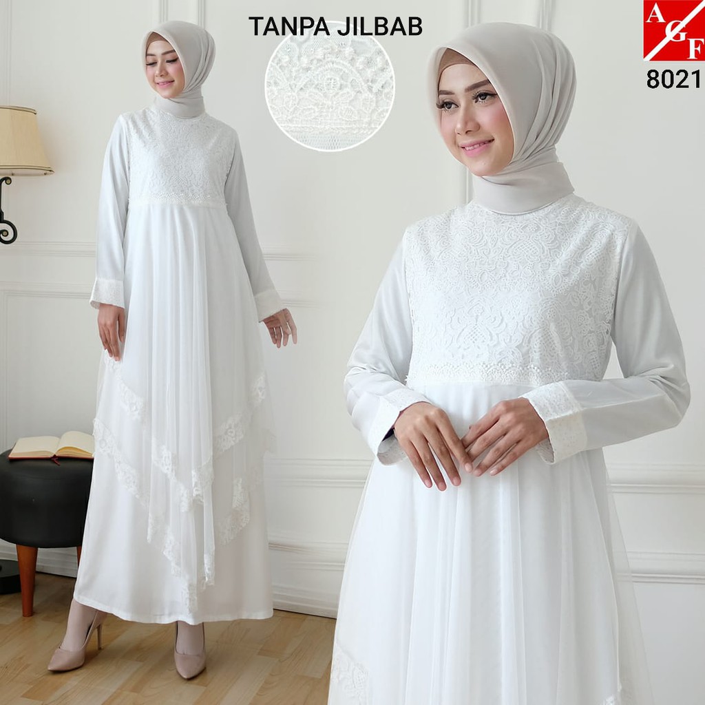 Agnes Baju  Gamis Putih  Gamis Muslim Baju  Lebaran  Baju  Busana Muslim Wanita Terbaru 802 