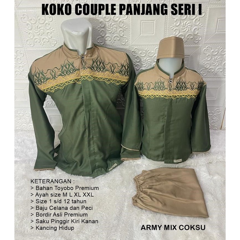 Baju Koko Ayah Tangan Panjang Bordir dada By Agnina