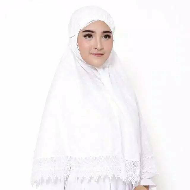 TYS0068 Jilbab Kerudung Bergo Ihram Wanita Bordir Katun Jumbo Perlengkapan Haji Umroh