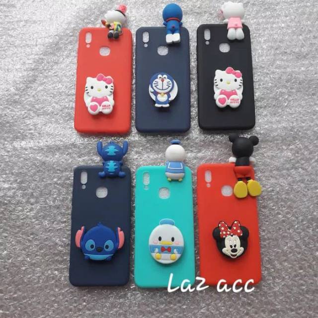 Case vivo y91 karakter intip popsocket softcase casing silikon