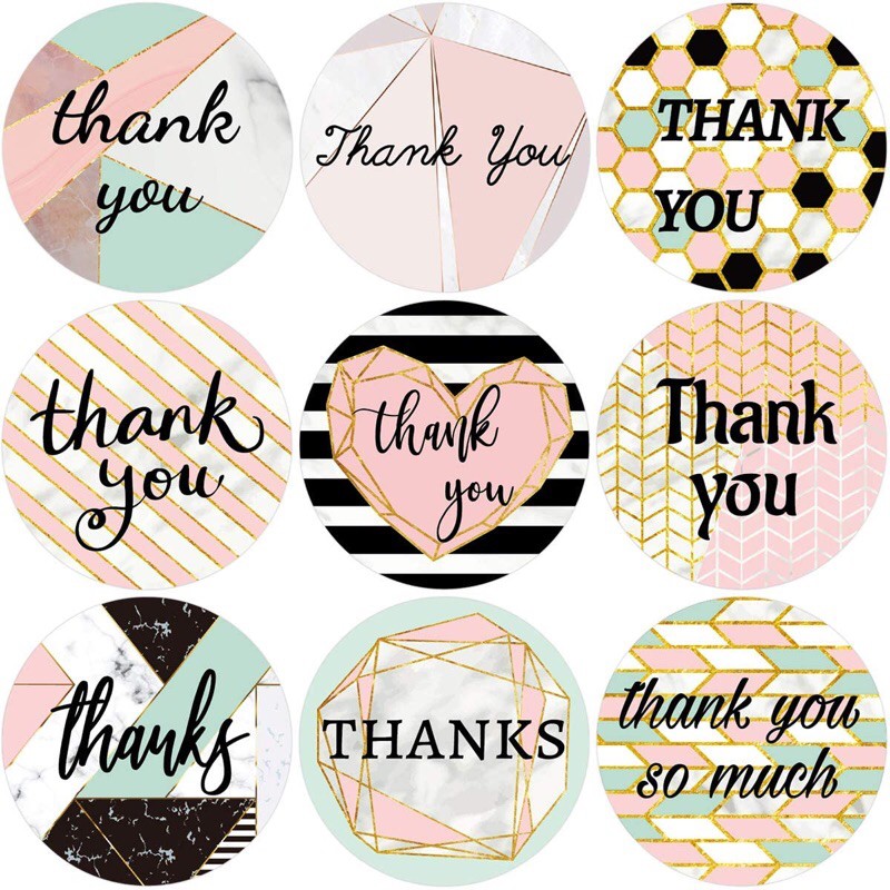 Cetak stiker thank you label bulat, bisa custom sticker makanan kemasan produk