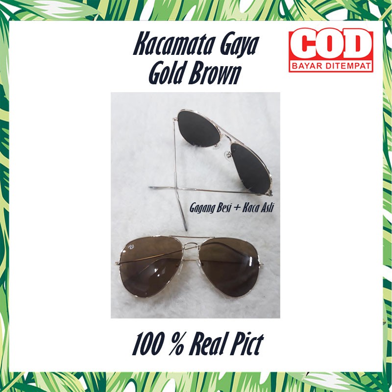 PROMOO!!!!Kacamata Fashion / / Kacamata frame besi / Kacamata Lensa Kaca/Gold Brown/nastushaa