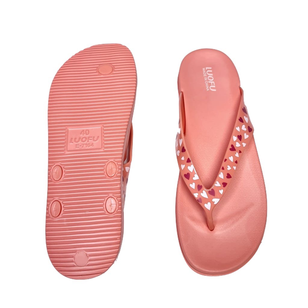 LUOFU ORIGINAL jelly sandal karet empuk murah wanita jepit import cewek E7164A01S-BW02