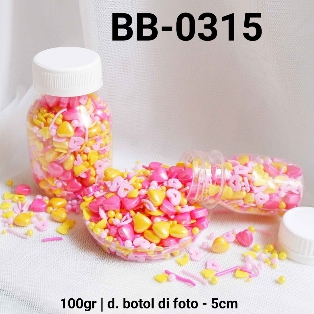 

BB-0315 Sprinkles sprinkle springkel 100gr hati kuning pink mix yamama baking grosir murah sprinkles cake dekorasi mutiara trimit decoration story sprinklestory sprinklesstory sprinkle story yamama baking