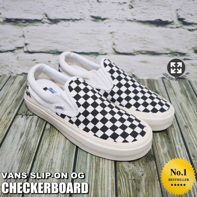 Vans Catur Slip On Checkerboard Hitam Putih Grade Ori Pria Wanita
