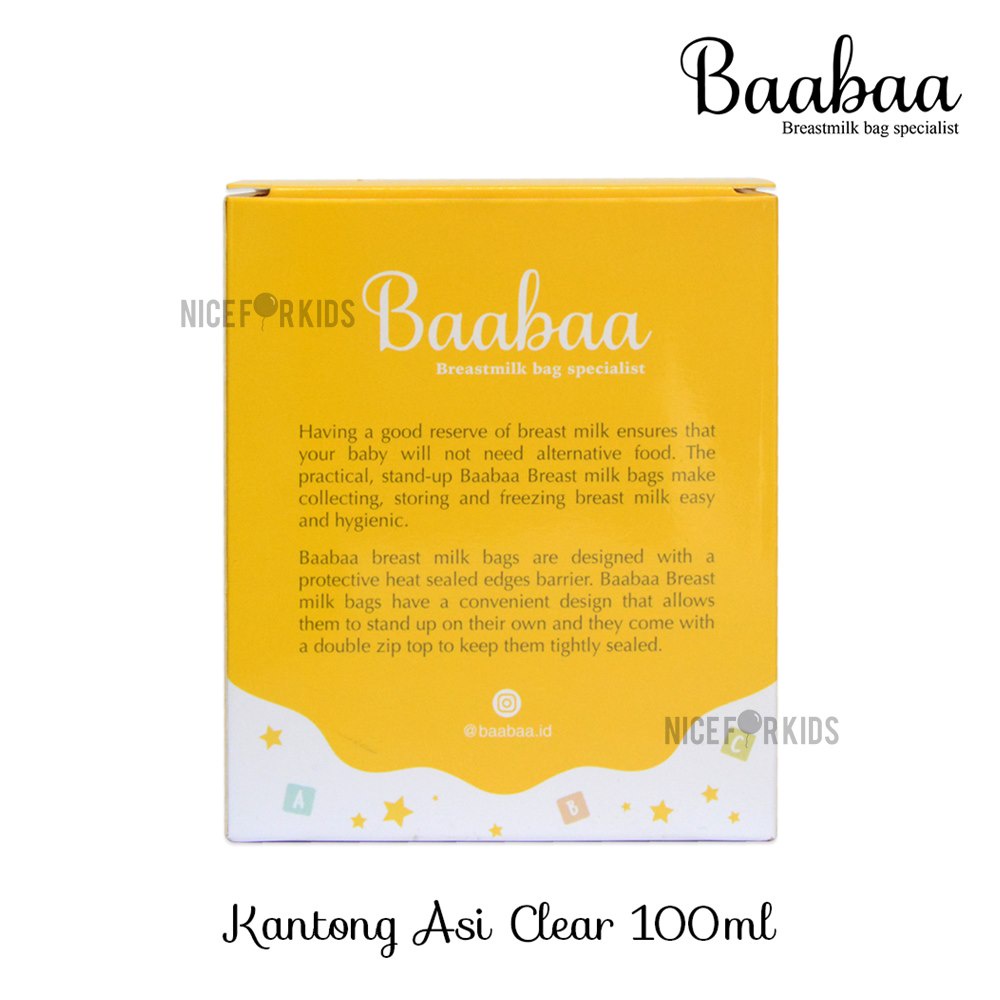 BaaBaa Breastmilk Storage Plastik Kantong Asi 100ml Kantung Plastik Penyimpanan Asip Murah BPA Free