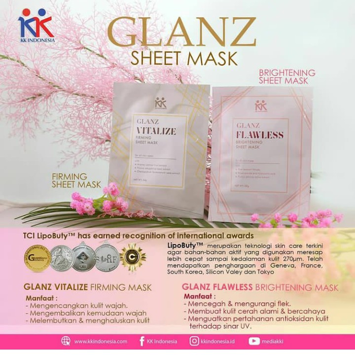 GLANZ SHEET MASK Masker Wajah Mencerahkan Menghaluskan Wajah - GLANZ FLAWLESS