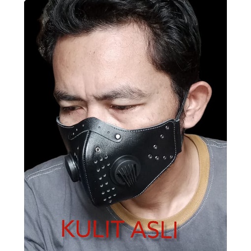 masker pria kekinian - masker berkendara pria dari kulit asli anti debu polusi