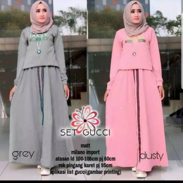 Setelan Wanita Rok Gucci Panjang Polos Batus Butik