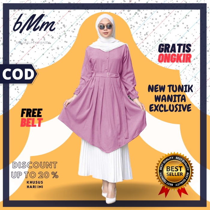 TUNIK WANITA EXCLUSIVE TERBARU PREMIUM - TUNIK UNGU LILAC