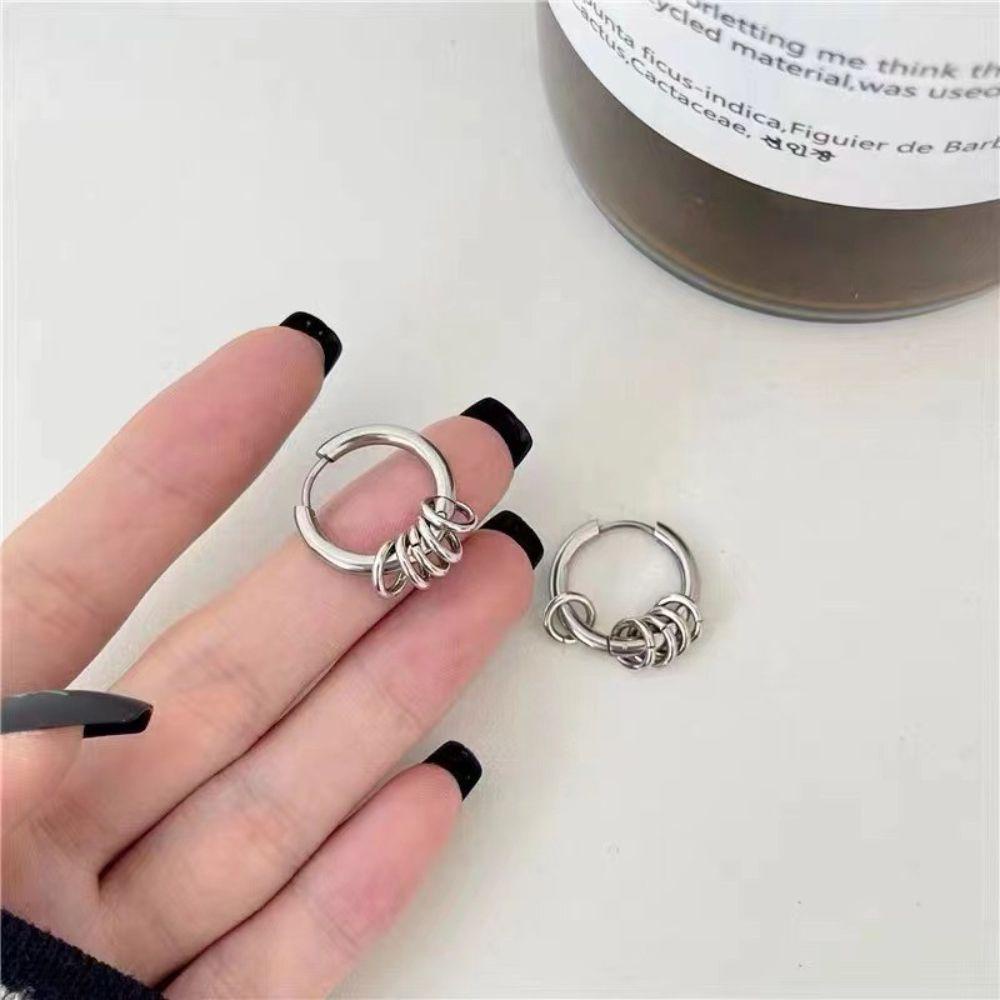 Mxbeauty Gesper Telinga Trendi Hip Pop Stainless Steel Fashion Perhiasan Tindik Pria Wanita Anting