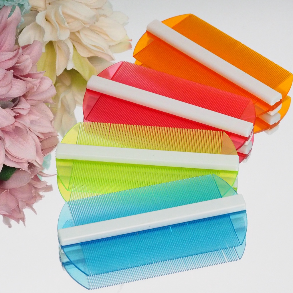 Sisir Serit Rambut Warna Transparant 2 Sisi Sisir Kutu Ketombe Plastik Murah Grosir