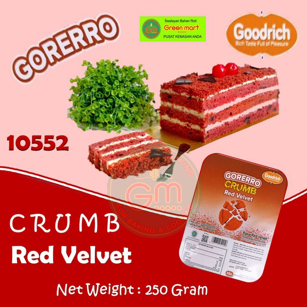 

Goodrich Gorerro Biscuit Crumb Remahan Biskuit Rasa Red Velvet 250 Gram Topping Makanan dan Minuman. 10552