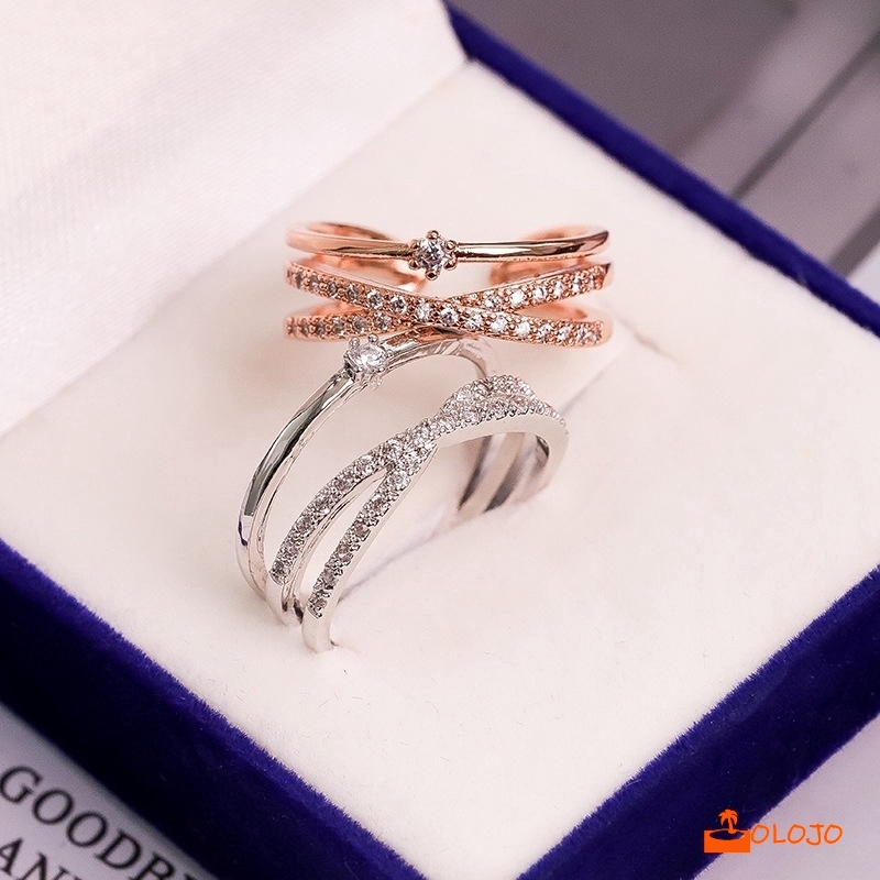 OLOJO Cincin Open Ring Adjustable Model Silang Gaya Korea Untuk Wanita