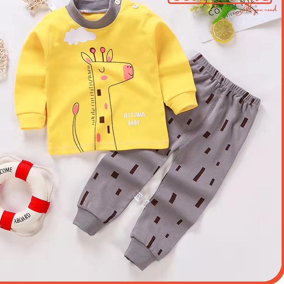 ☻ set Piyama Anak impor Lengan Celana Panjang Motif Lucu Cewek Cowok Baju Tidur Bayi ☝