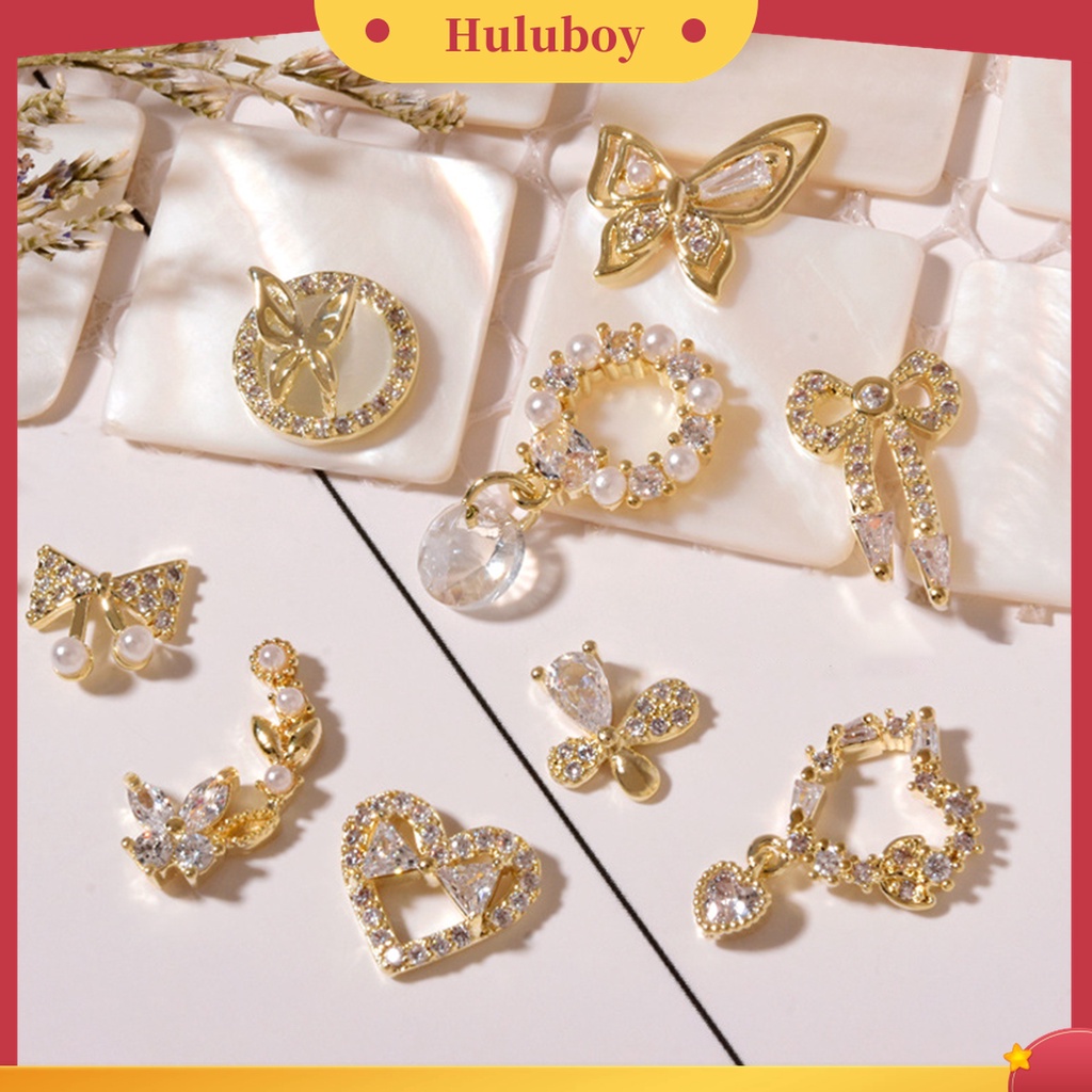 Huluboy Huluboy♡ Berlian Imitasi Bentuk Hati Bahan Alloy Untuk Dekorasi Nail Art