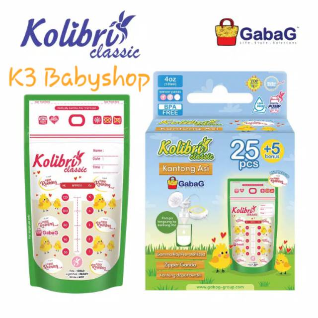 Gabag kolibri classic 120ml kantong asi Milky Cow Ayam Koening plastik asi kantung asip