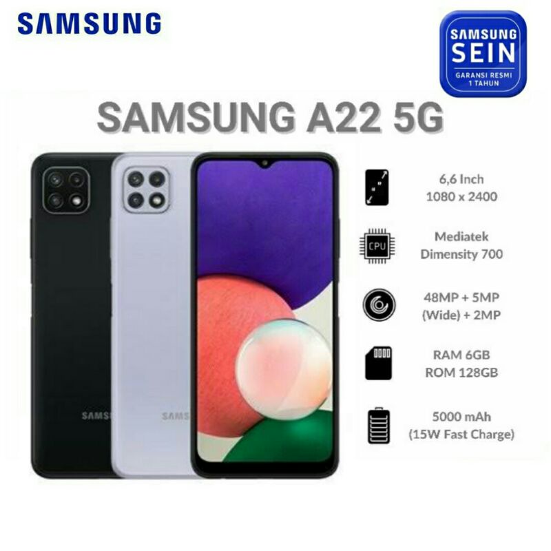Samsung Galaxy A22 5G Ram 6Gb/128Gb Garansi Resmi Sein 1 Tahun