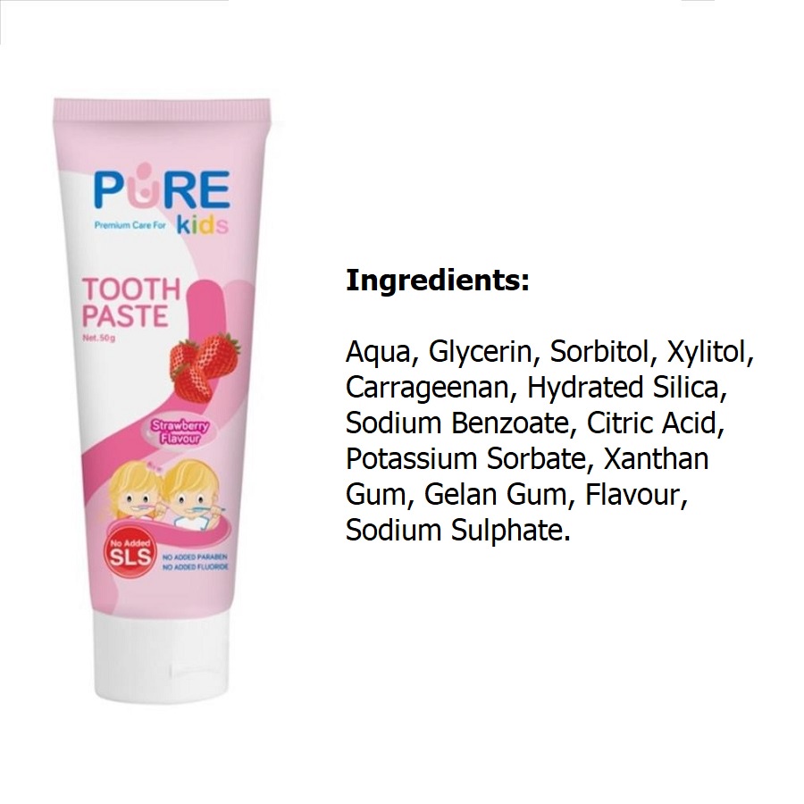 Pure Kids Tooth Paste Bebas Fluoride SLS Paraben Pasta Gigi Anak Bayi Aman Tertelan Purekids Toothpaste