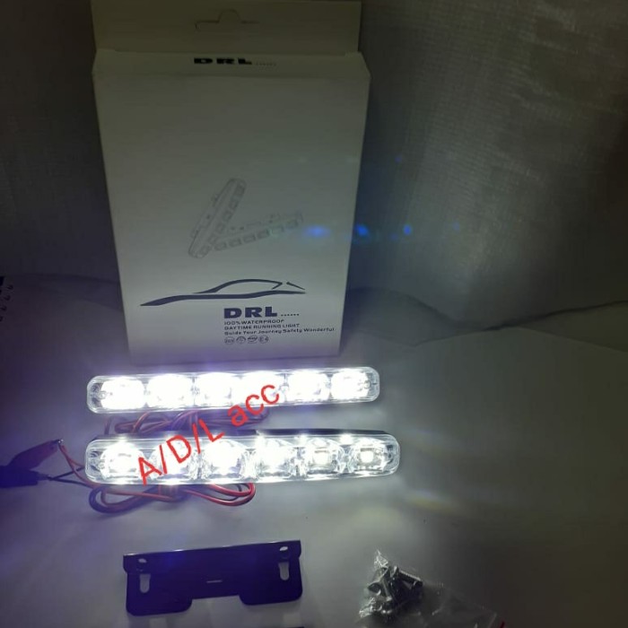 lampu DRL BUMPER DEPAN MOBIL UNIVERSAL led drl 6 titik daytime NYALA PUTIH TERANG