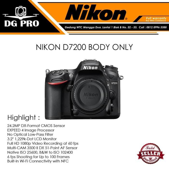 "KD" NIKON D7200 BODY ONLY - KAMERA NIKON D7200 BODI