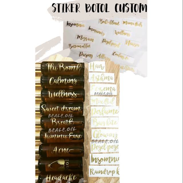 Stiker Botol Custom Kaligrafi Sticker Botol Liptint Lipgloss Custom Gold Mas Cutting thankyou card