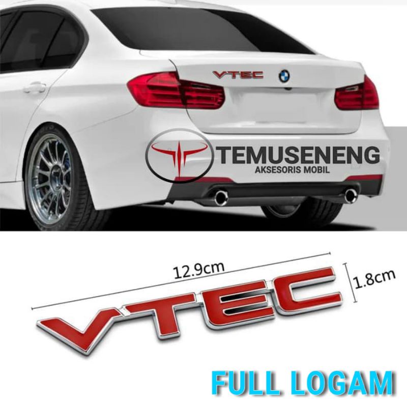 Emblem Mobil Vtec V Tec Full Logam Merah Logam Tempelan Honda Jazz Gd3 Accord City Stream Civic