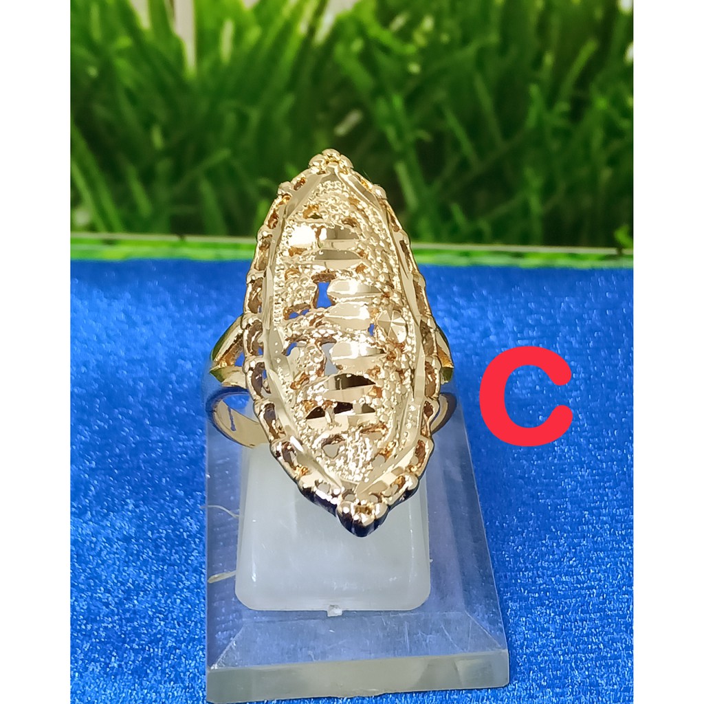 Cincin model kerawangan lapis emas 18k